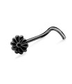 Little Flower Shaped Silver Curved Nose Stud NSKB-762